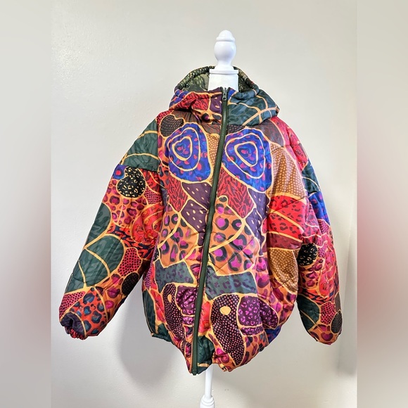 Farm Rio Cool Leopard Print Reversible Puffer Jacket Size XL - Picture 7 of 11